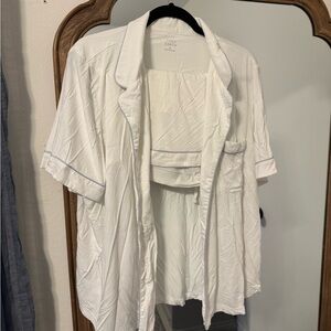 White Short Sleeve Pajama Set